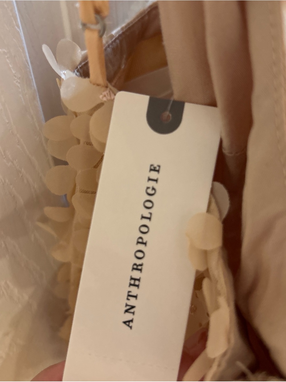 Anthropologie Peach Floral Appliqué Top